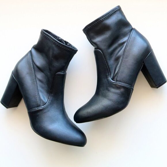 Steve Madden Black Block Heel Almond Toe Ankle Boots / Booties Size 10 - Picture 1 of 14